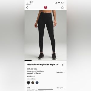 Lululemon Fast and Free leggings